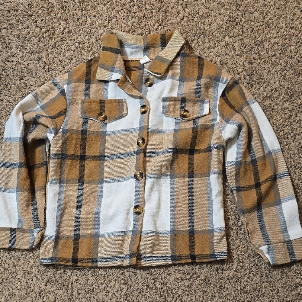 SHEIN Kids Brown and White Shacket - 10Y